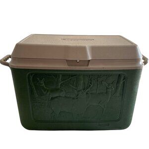 Vintage Rubbermaid 1992 Green Cooler Ice Chest Freezer Deer Wildlife 12 Gallon